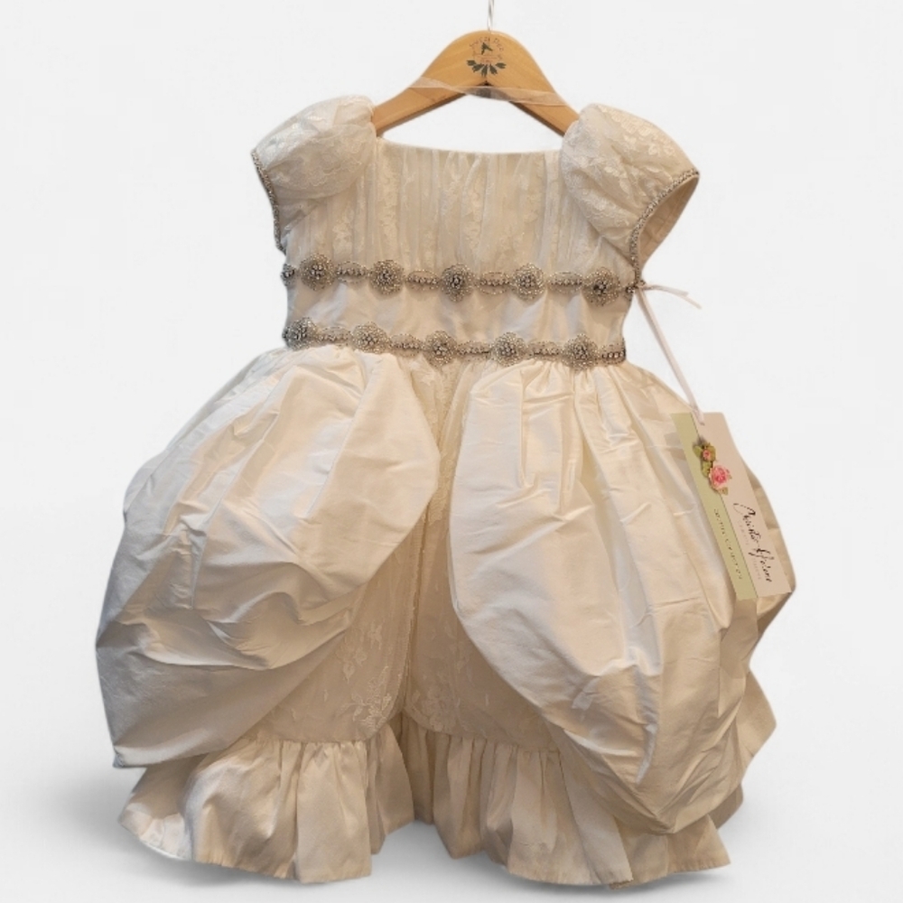 24hr Sale Boutique - Christie Helene - Dupioni Silk Dress with Crystal & Bonnet